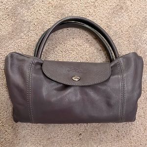 Longchamp Le Pliage leather medium  crossbody grey